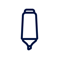 Simple drawing of a marker with the tip pointing downward.